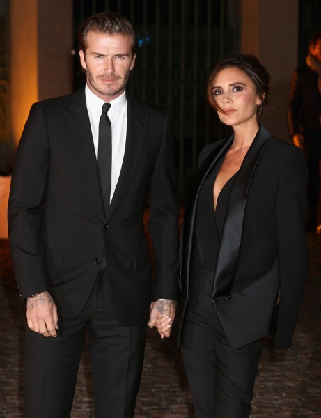 LONDON, ENGLAND - SEPTEMBER 16: David Beckham and Victoria Beckham attends an evening celebrating with The Global Fund featuring the first green carpet challenge at Apsley House on September 16, 2013 in London, England. (Photo by Chris Jackson/Getty Images)